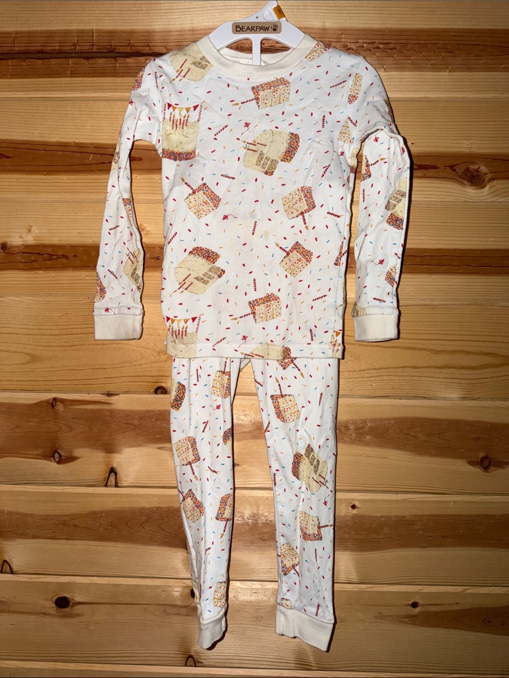Burts Bees Cream Ice Cream Print Kids Pajama Set